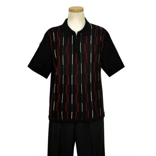 Pronti Black / White / Red Knitted Casual Shirt K1709